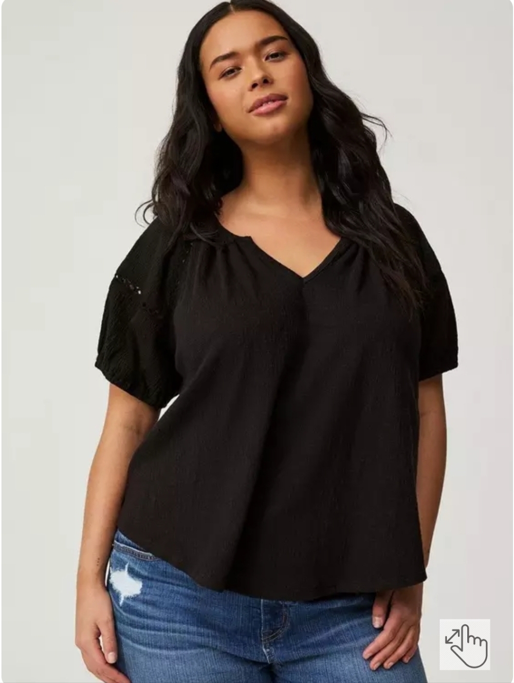 NWT Torrid Black Notch Neck Short Sleeve Blouse